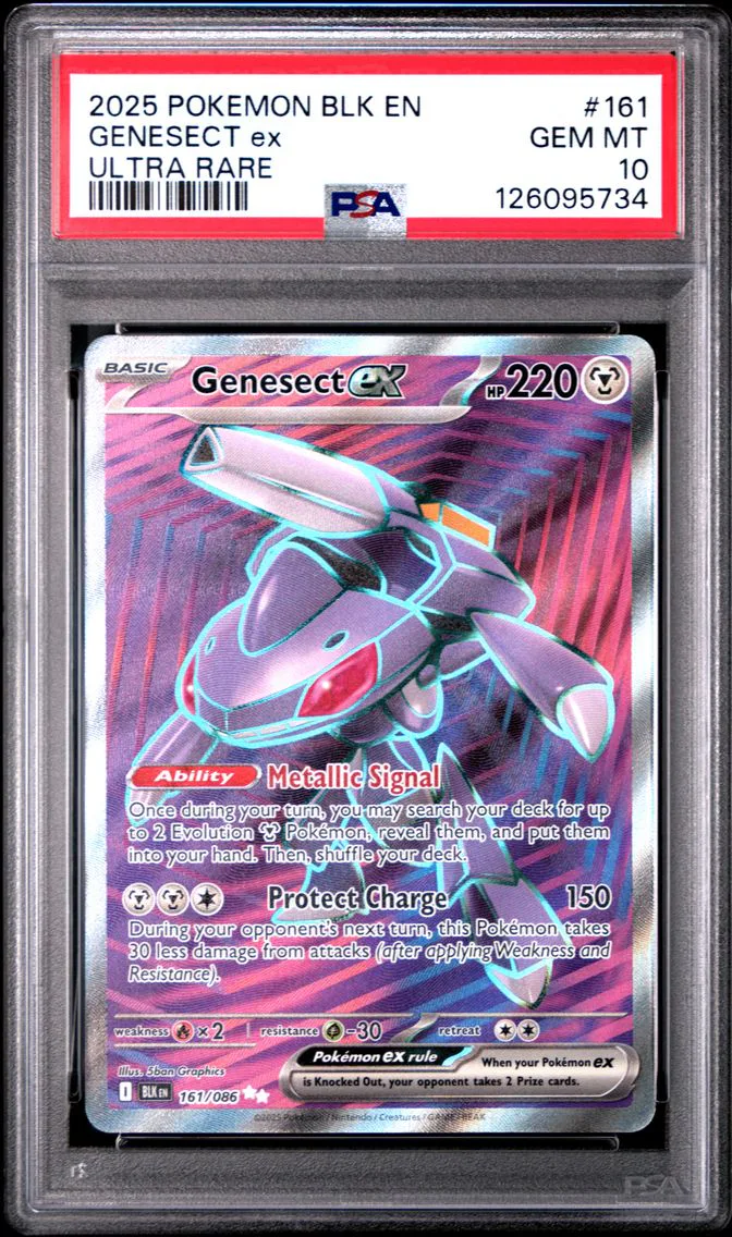 2025 #161 Genesect EX PSA 10 Blk EN-Black Bolt