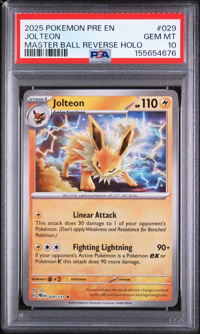 2025 #029 Jolteon Master Ball Reverse Holo PSA 10 Pre EN-Prismatic Evolutions