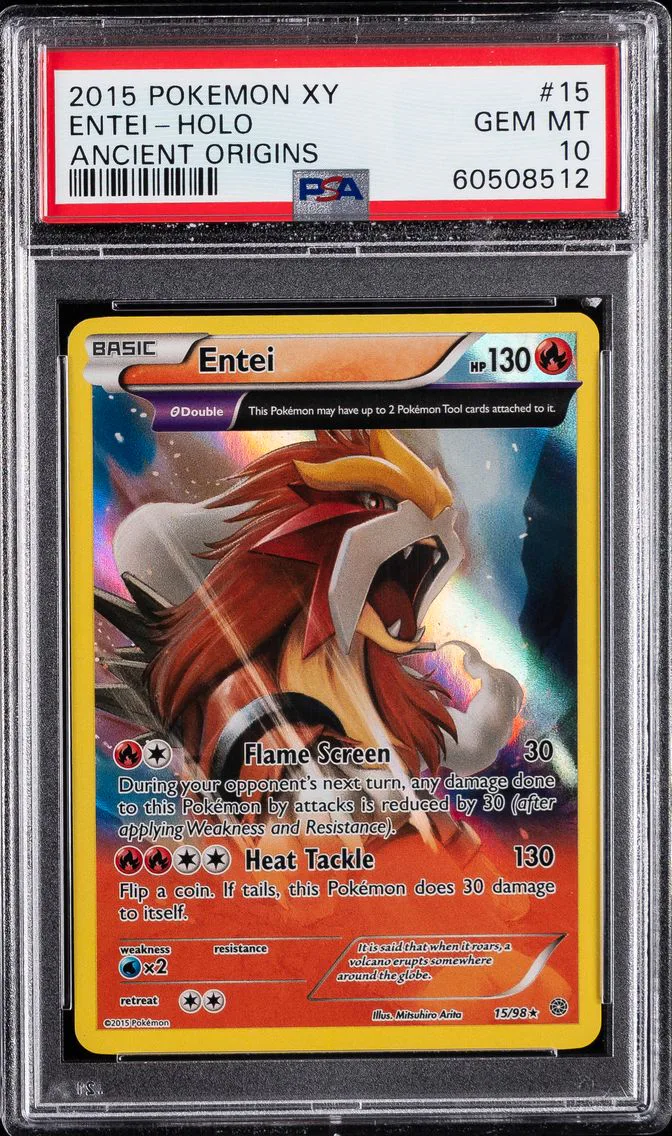 2015 #15 Entei-Holo PSA 10 XY Ancient Origins Pokemon