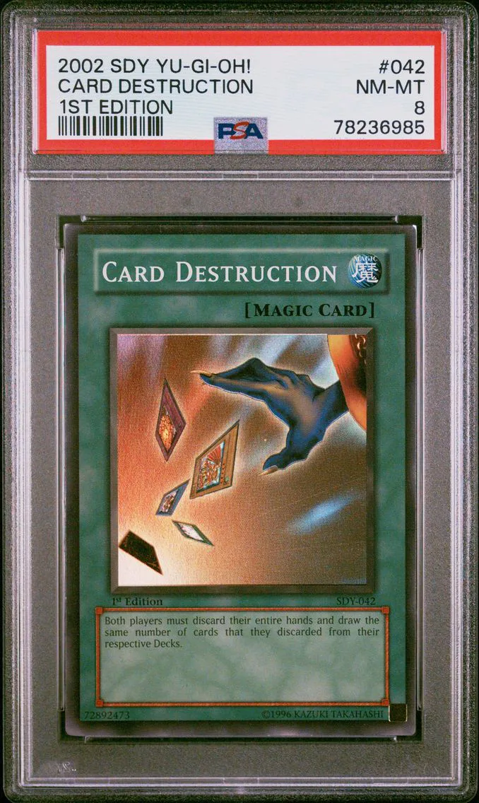 2002 #042 Card Destruction 1st Edition PSA 8 YU-GI-Oh! Starter Deck: Yugi