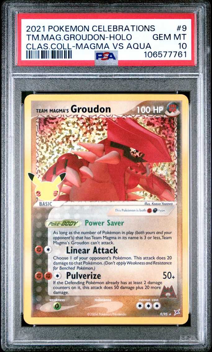 2021 #9 Team Magma's Groudon-Holo PSA 10 Celebrations Classic Collection Pokemon