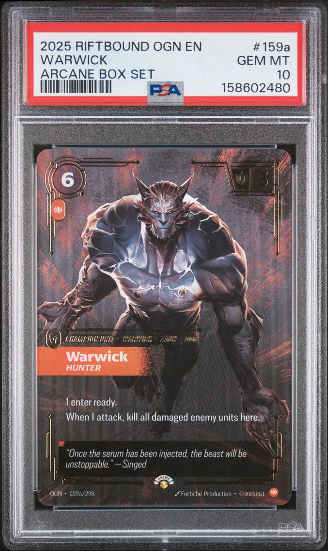 2025 #159a Warwick - Hunter PSA 10 Riftbound: League of Legends Ogn-Origins