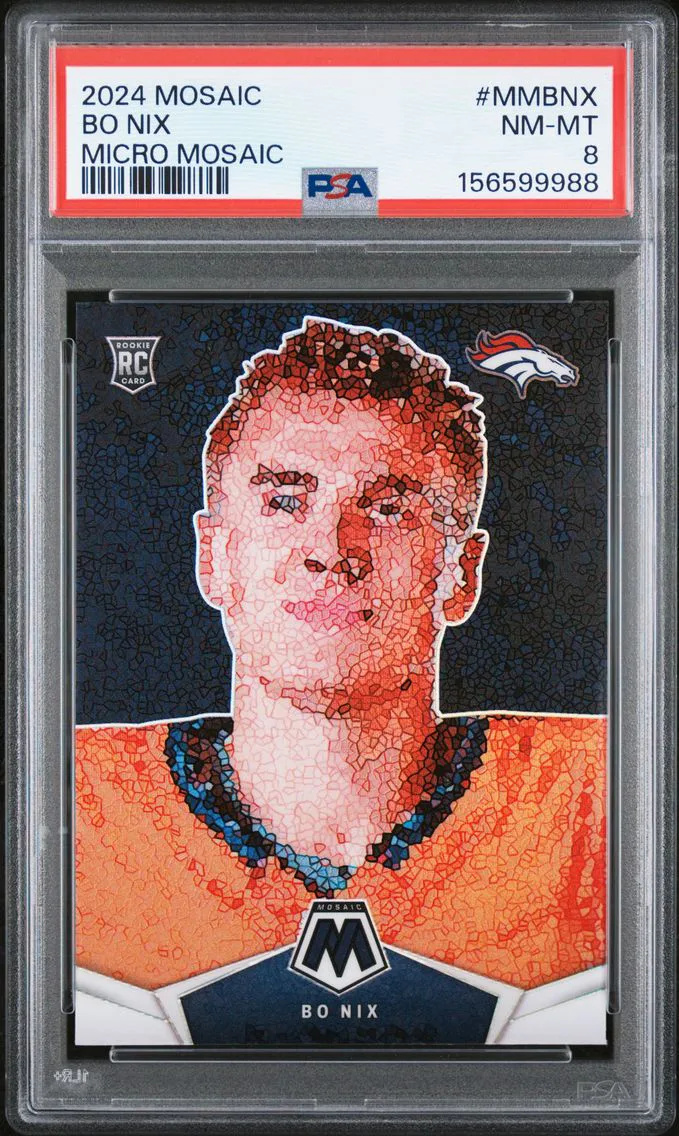 2024 #MMBNX Bo Nix PSA 8 Panini Mosaic Micro Mosaic