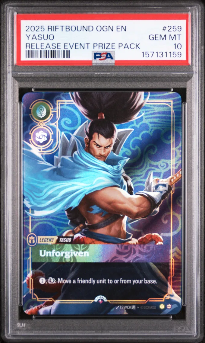 2025 #259 Yasuo - Unforgiven PSA 10 Riftbound: League of Legends Ogn-Origins