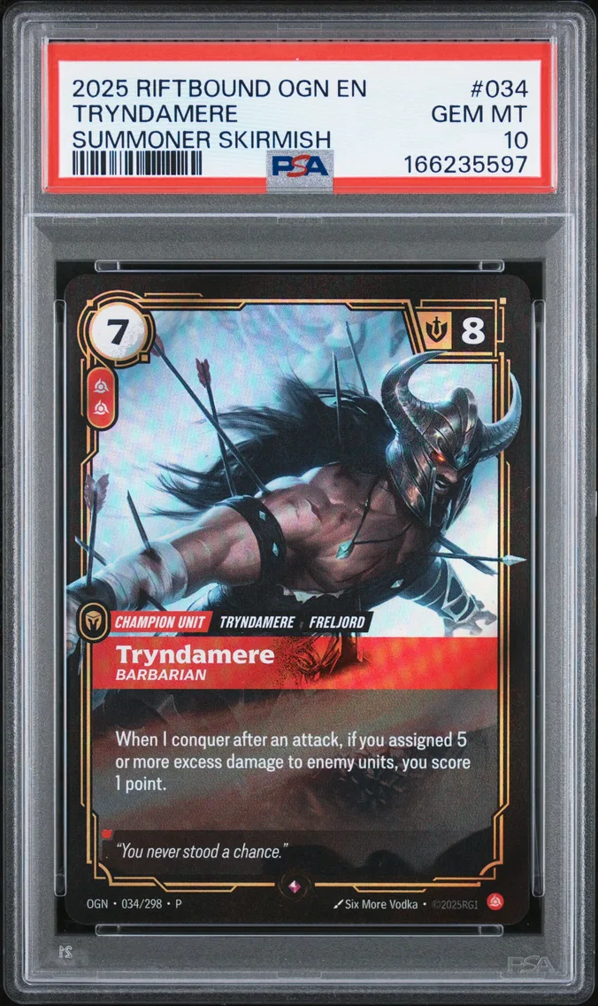 2025 #034 Tryndamere - Barbarian PSA 10 Riftbound: League of Legends Ogn-Origins
