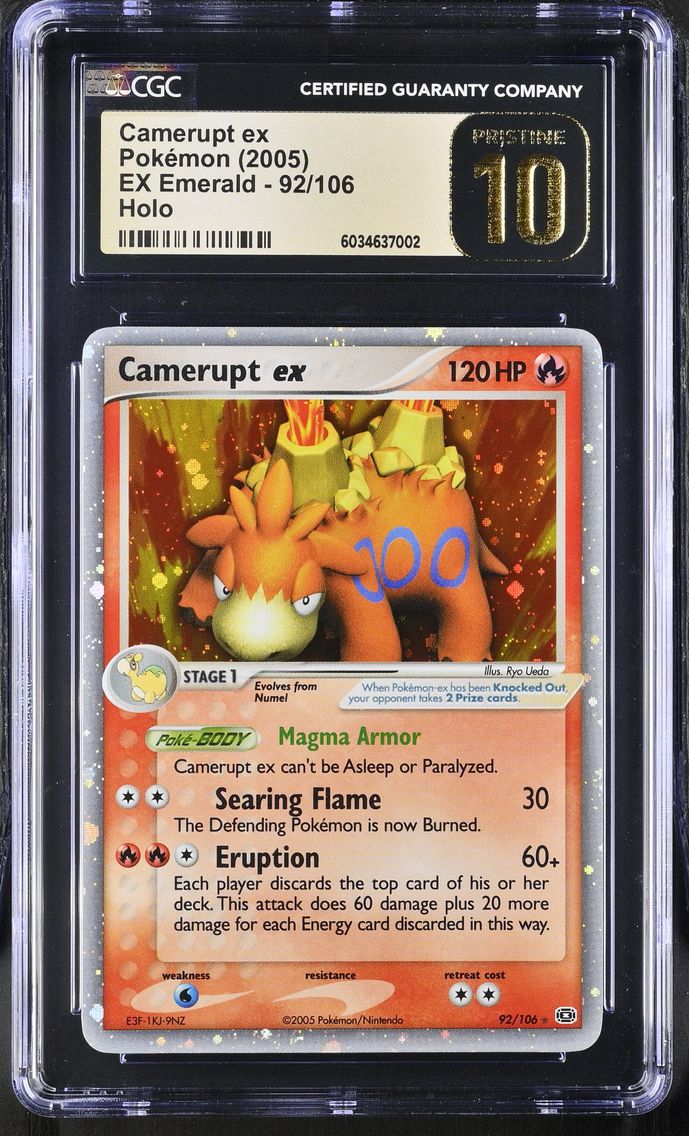 2005 \#92 Camerupt ex CGC 10 Pristine EX Emerald - English