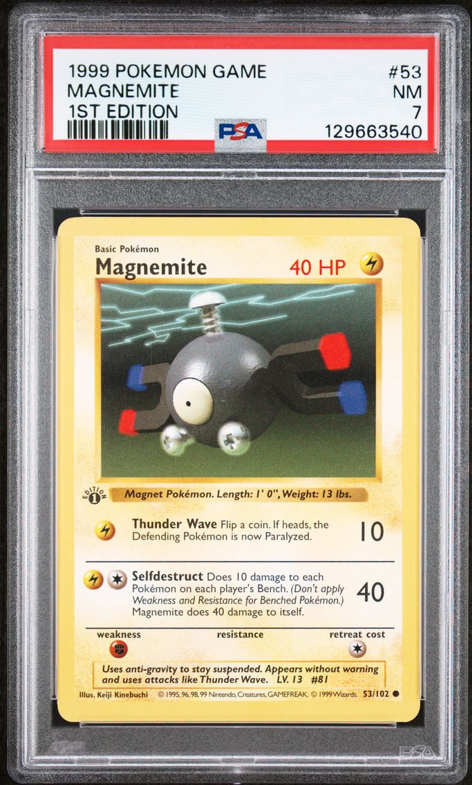 1999 #53 Magnemite 1st Edition PSA 7 Game Pokemon