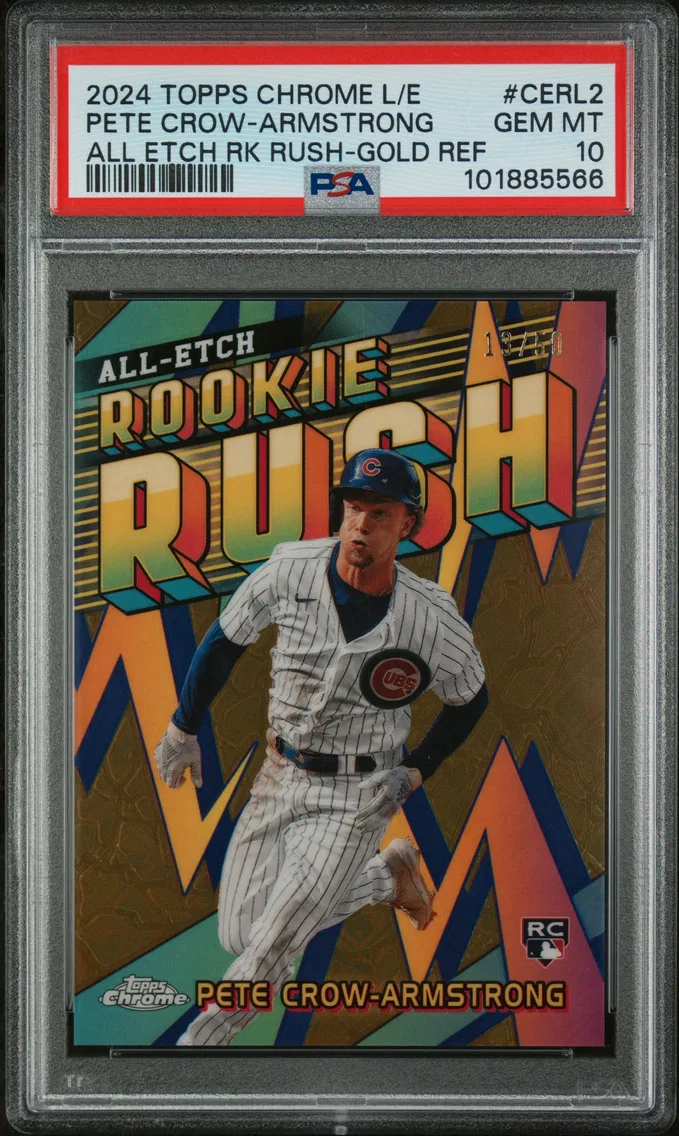 2024 #CERL2 Pete Crow-Armstrong PSA 10 Topps Chrome Logofractor Edition Chrome All Etch Rookie Rush