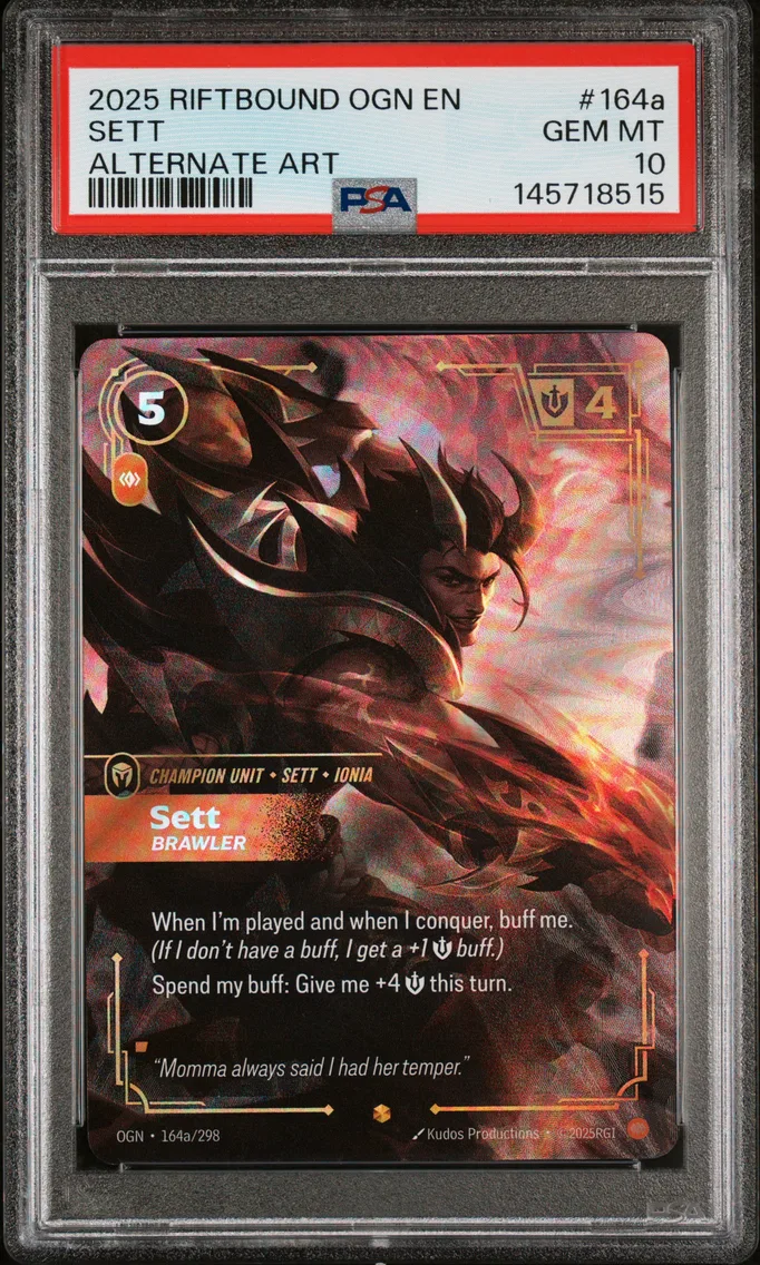 2025 #164a Sett - Brawler PSA 10 Riftbound: League of Legends Ogn-Origins