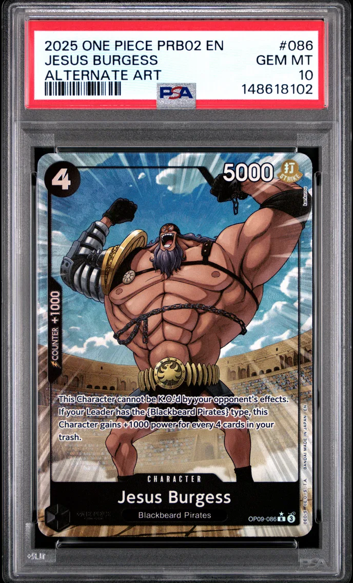 2025 #086 Jesus Burgess PSA 10 One Piece PRB02-Premium Booster -One Piece Card the Best- Vol.2