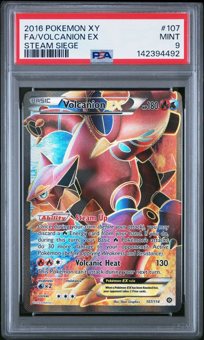 2016 #107 Full Art/Volcanion EX PSA 9 XY Steam Siege Pokemon