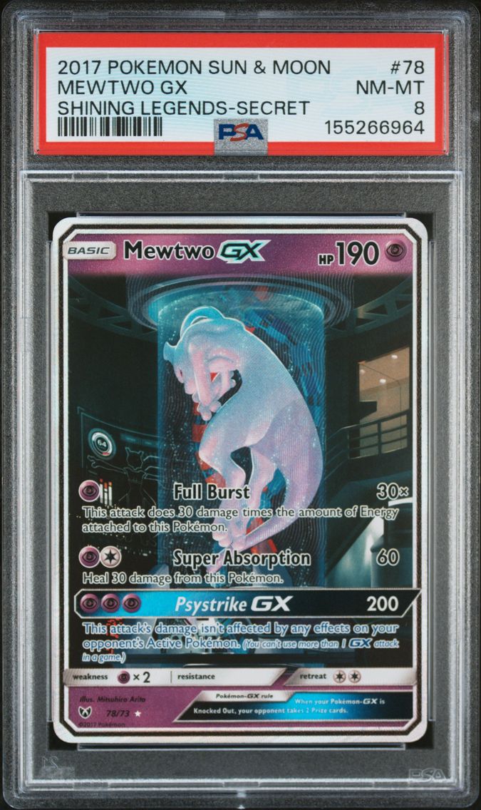 2017 #78 Mewtwo GX PSA 8 Sun & M