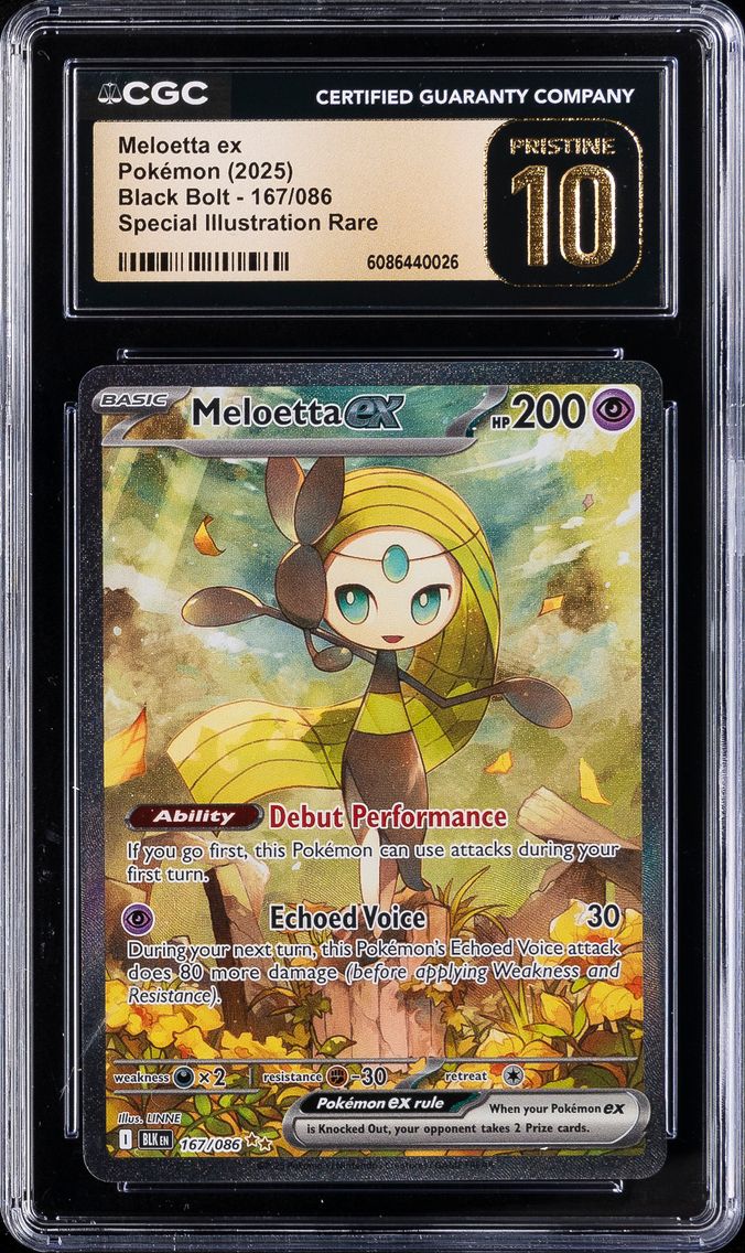 2025 #167 Meloetta EX CGC 10 Pristine Blk EN-Black Bolt Pokemon