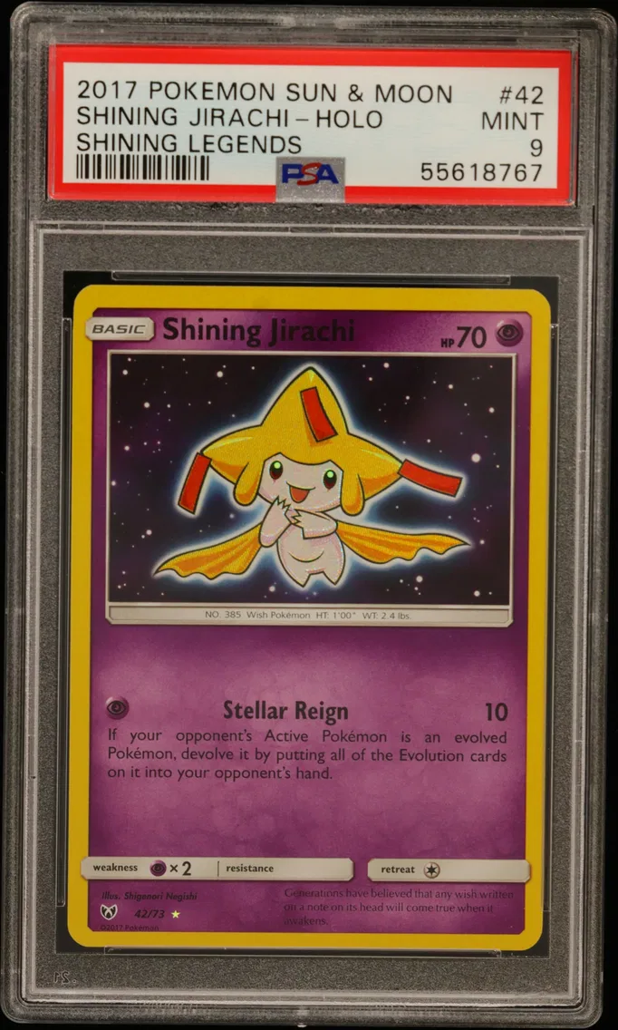 2017 #42 Shining Jirachi-Holo PSA 9 Sun & Moon Shining Legends