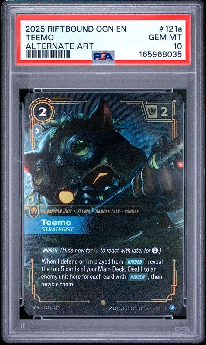 2025 #121a Teemo - Strategist PSA 10 Riftbound: League of Legends Ogn-Origins