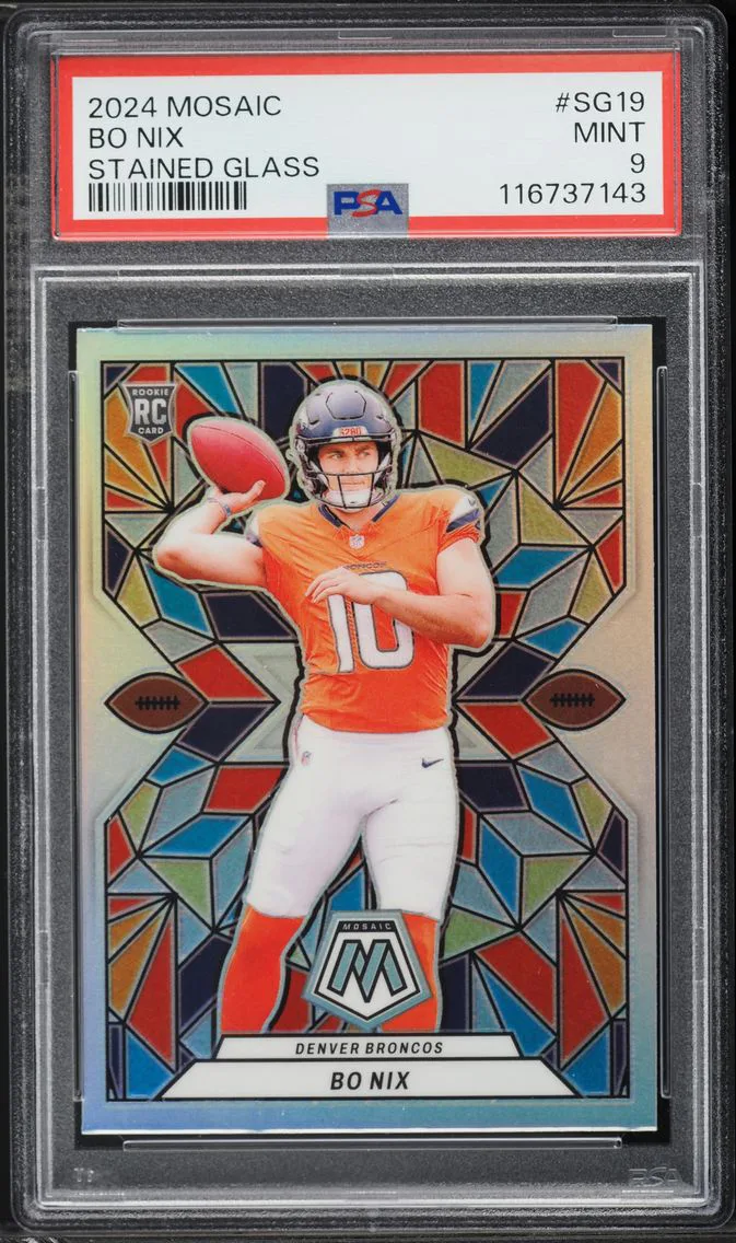 2024 #SG19 Bo Nix PSA 9 Panini Mosaic Stained Glass