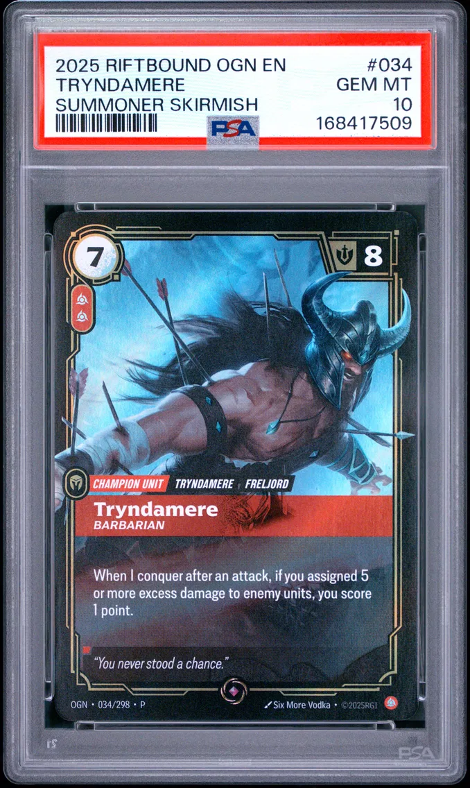 2025 #034 Tryndamere - Barbarian PSA 10 Riftbound: League of Legends Ogn-Origins