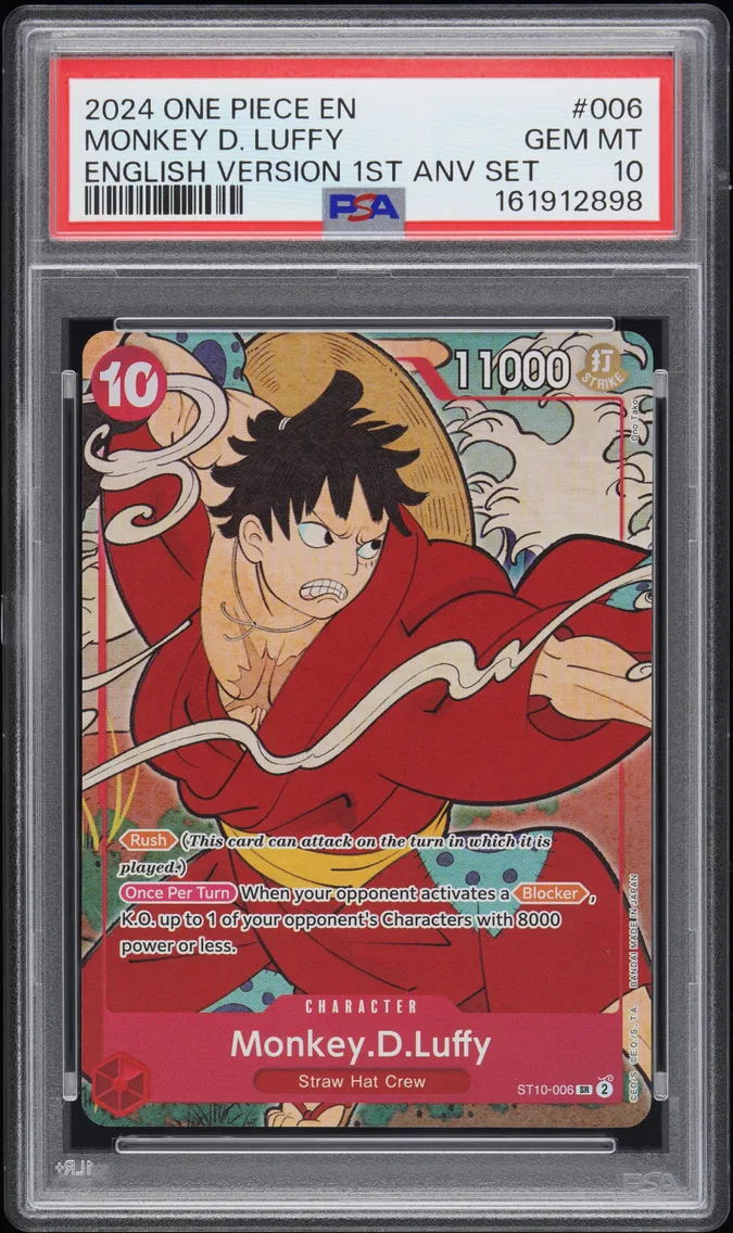 2024 #006 Monkey D. Luffy PSA 10 One Piece English Version 1st Anniversary Set