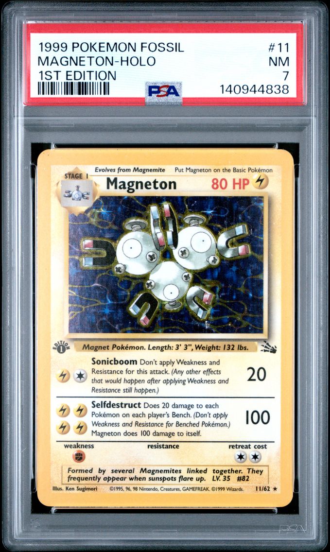 1999 #11 Magneton-Holo 1st Edition PSA 7 Fossil Pokemon