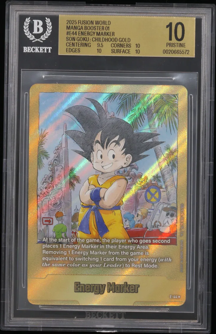 2025 #E44 Energy Marker (Son Goku : Childhood) GOLD BGS 10 Dragon Ball Super Card Game Fusion World Manga Booster 01