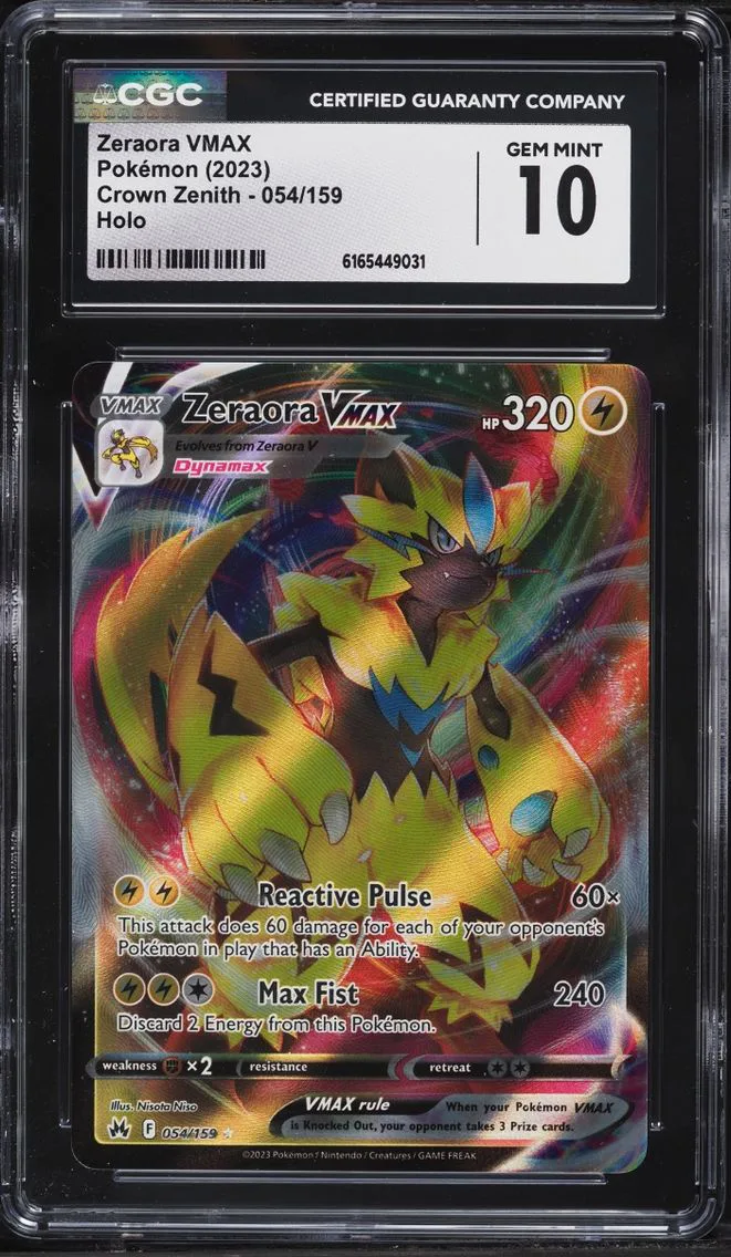 2023 #54 Zeraora Vmax CGC 10 Pokemon Sword & Shield Crown Zenith