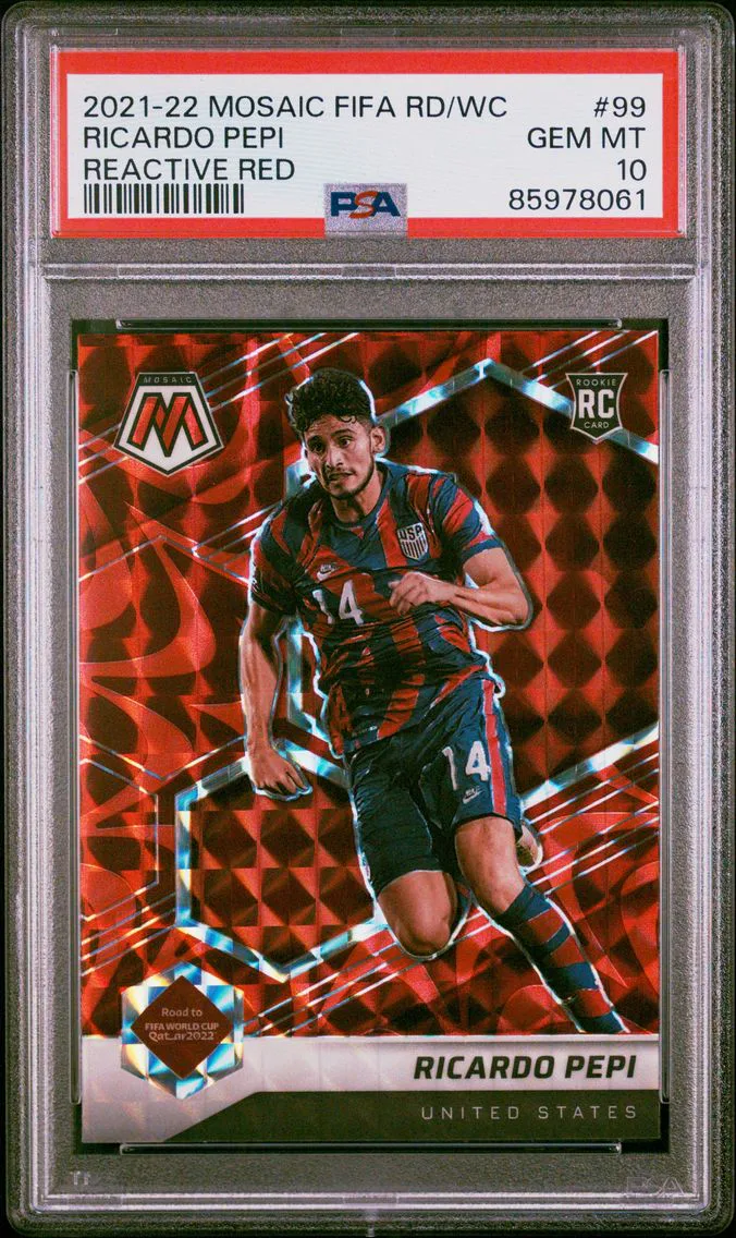 2021 #99 Ricardo Pepi PSA 10 Panini Mosaic FIFA Road to World Cup