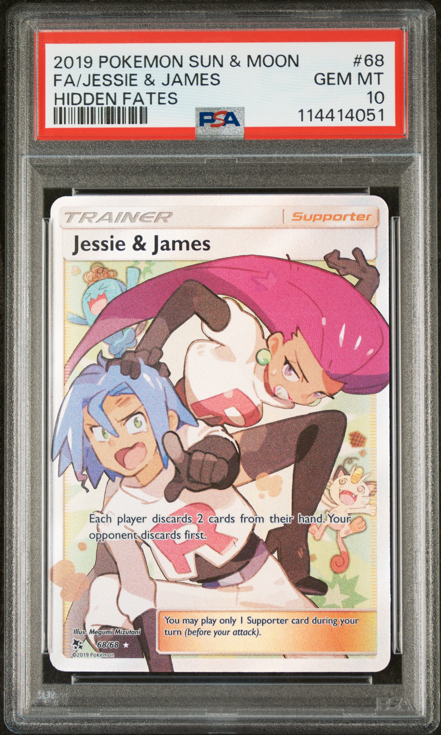 2019 #68 Full Art/Jessie & James PSA 10 Sun & Moon Hidden Fates
