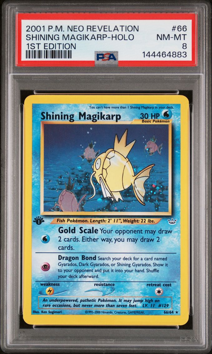 2001 #66 Shining Magikarp-Holo 1st Edition PSA 8 Neo Revelation Pokemon