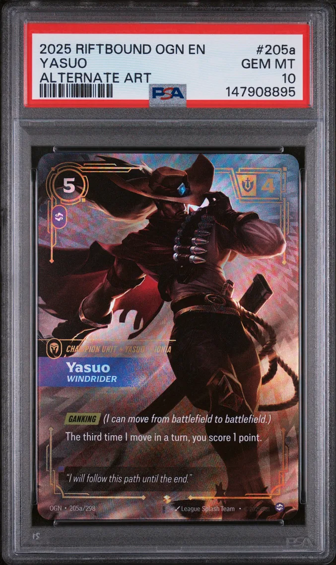 2025 #205a Yasuo - Windrider PSA 10 Riftbound: League of Legends Ogn-Origins