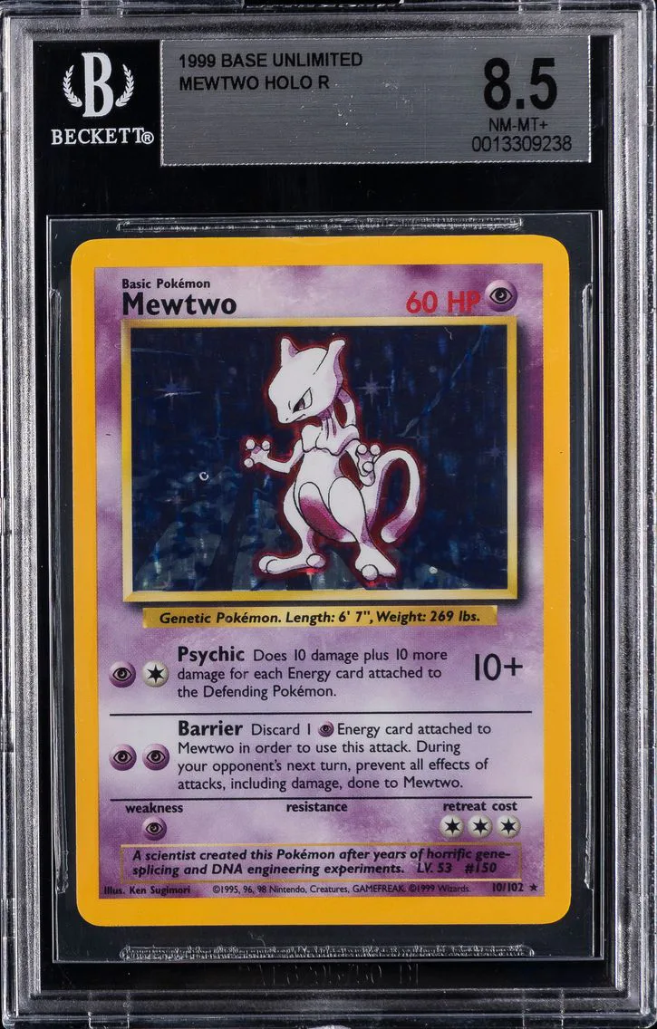 1999 #10 Mewtwo-Holo BGS 8.5 Game Pokemon