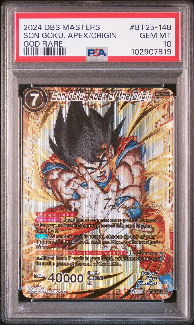 2024 #BT25-148 Son Goku, Apex of the Origin PSA 10 Dragon Ball Super Card Game Masters Series 25 Legend of the Dragon Balls