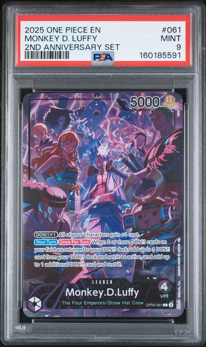 2025 #061 Monkey D. Luffy PSA 9 One Piece English Version 2nd Anniversary Set