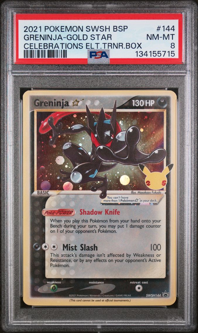 2021 #144 Greninja-Gold Star PSA 8 Swsh Black Star Promo