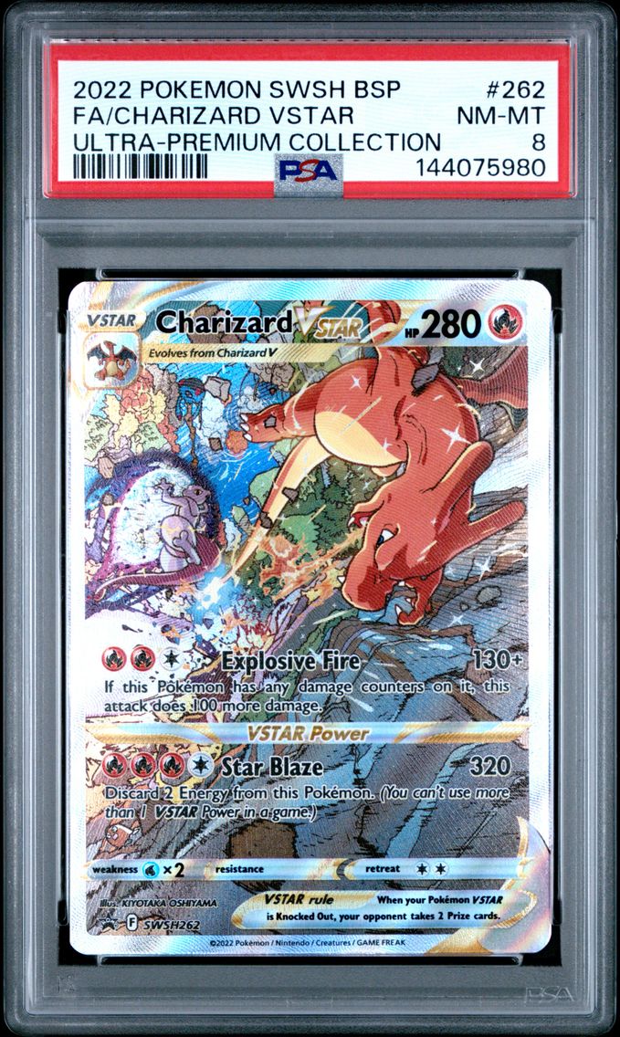 2022 #262 Full Art/Charizard Vstar PSA 8 Swsh Black Star Promo Pokemon