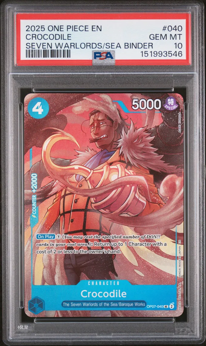 2025 #040 Crocodile PSA 10 One Piece Seven Warlords of the Sea Binder Set