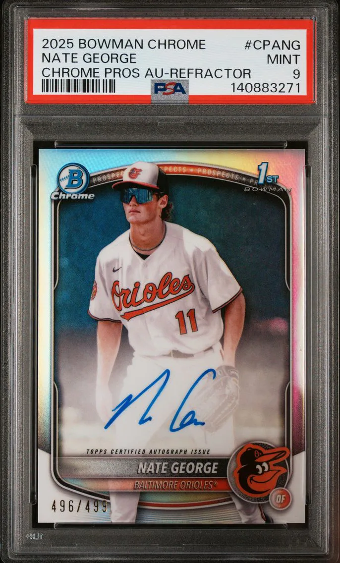 2025 #CPANG Nate George PSA 9 Bowman Chrome Prospect Autographs