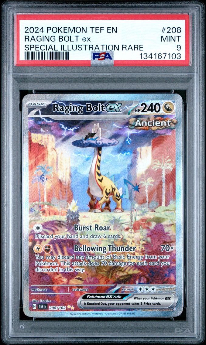 2024 #208 Raging Bolt EX PSA 9 Tef EN-Temporal Forces Pokemon