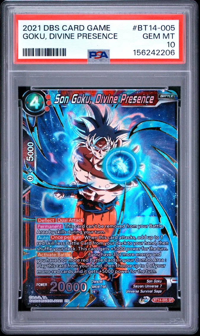 2021 #BT14-005 Son Goku, Divine Presence PSA 10 Dragon Ball Super Card Game Series 14 Cross Spirits