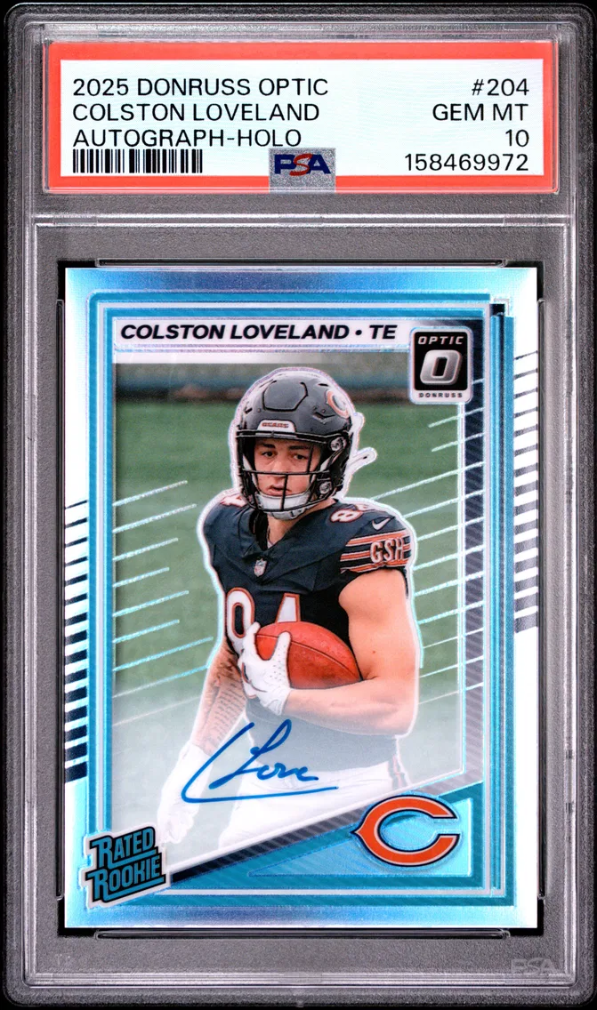 2025 #204 Colston Loveland PSA 10 Panini Donruss Optic