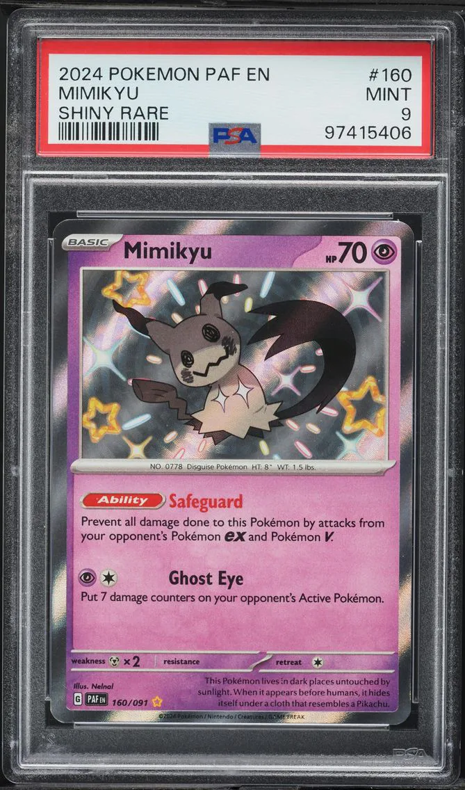 2024 #160 Mimikyu PSA 9 Paf EN-Paldean Fates Pokemon