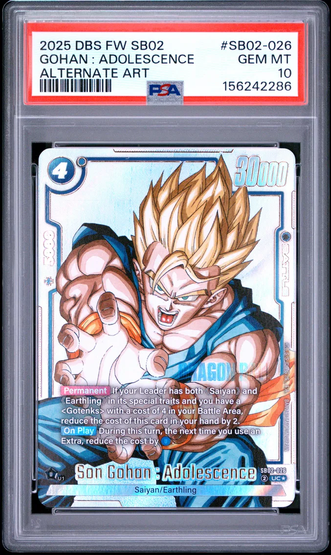2025 #SB02-026 Son Gohan : Adolescence PSA 10 Dragon Ball Super Card Game Fusion World Manga Booster 02