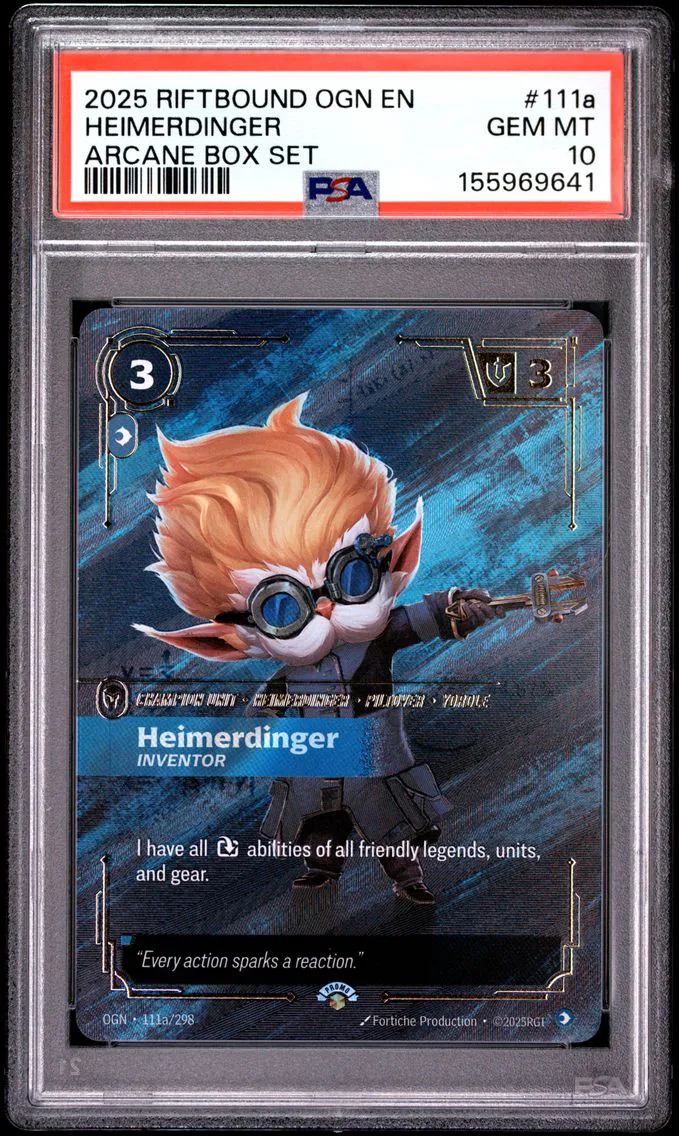 2025 #111a Heimerdinger - Inventor PSA 10 Riftbound: League of Legends Ogn-Origins
