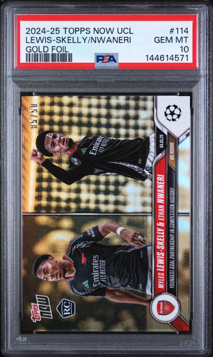 2024 #114 Ethan Nwaneri/Miles Lewis-Skelly PSA 10 Topps Now UEFA Champions League