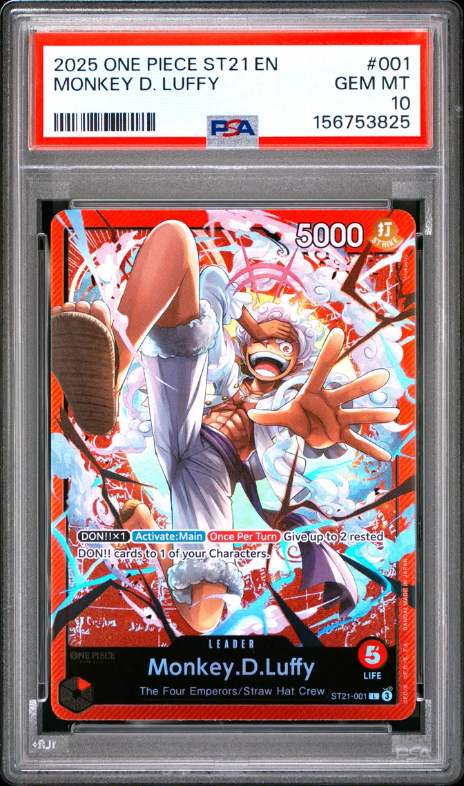 2025 #001 MONKEY D. LUFFY PSA 10 One Piece Starter Deck ST21-EX Gear 5