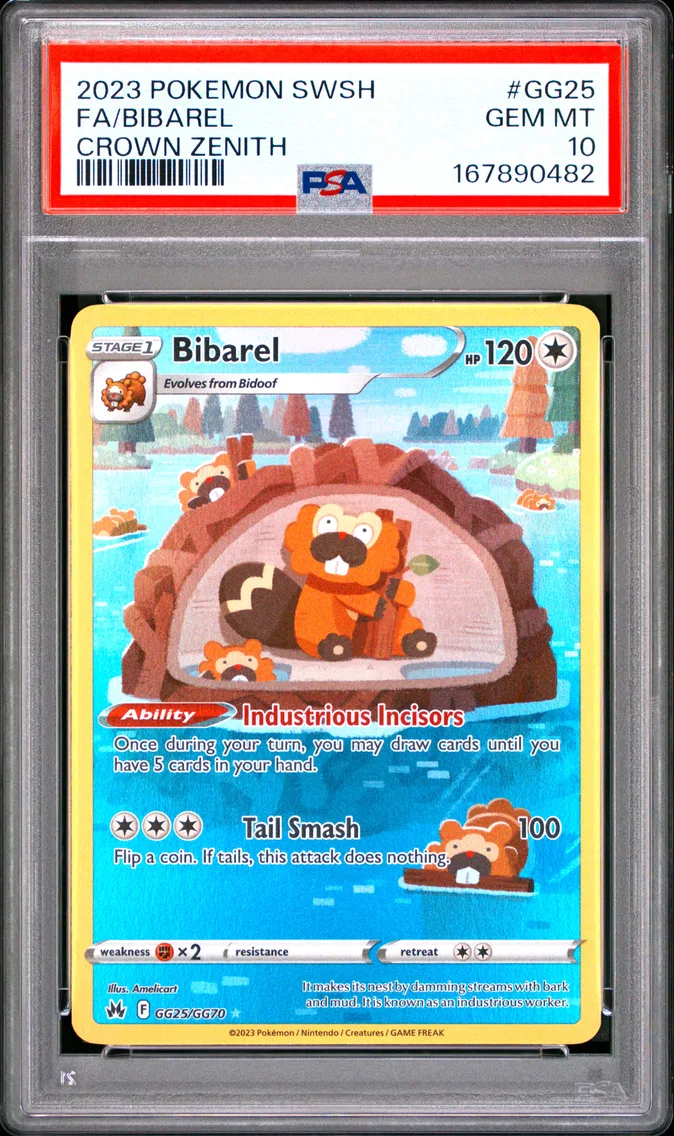 2023 #GG25 Full Art/Bibarel PSA 10 Sword and Shield Crown Zenith