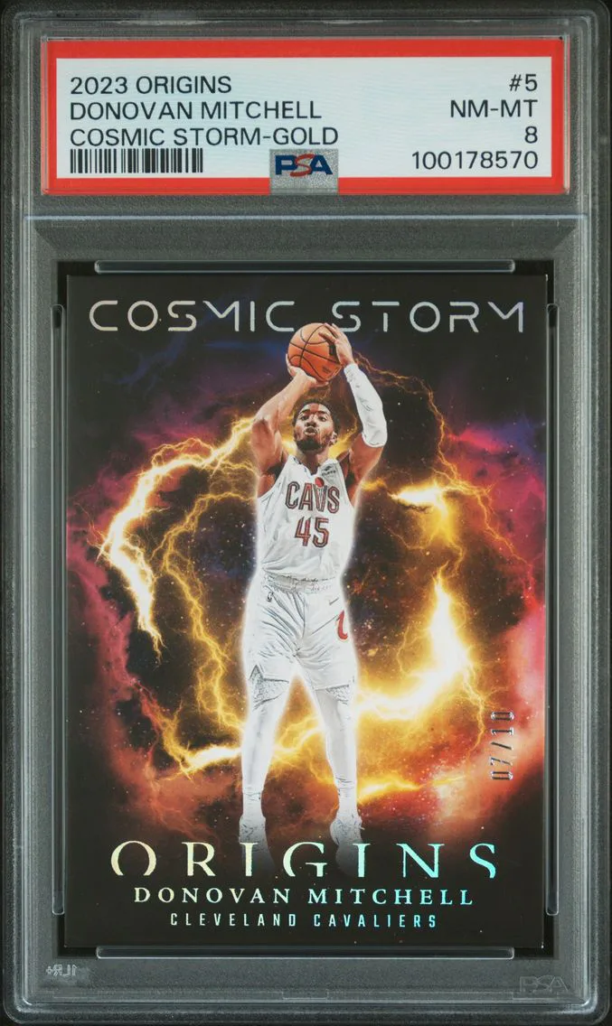 2023 #5 Donovan Mitchell PSA 8 Panini Origins Cosmic Storm