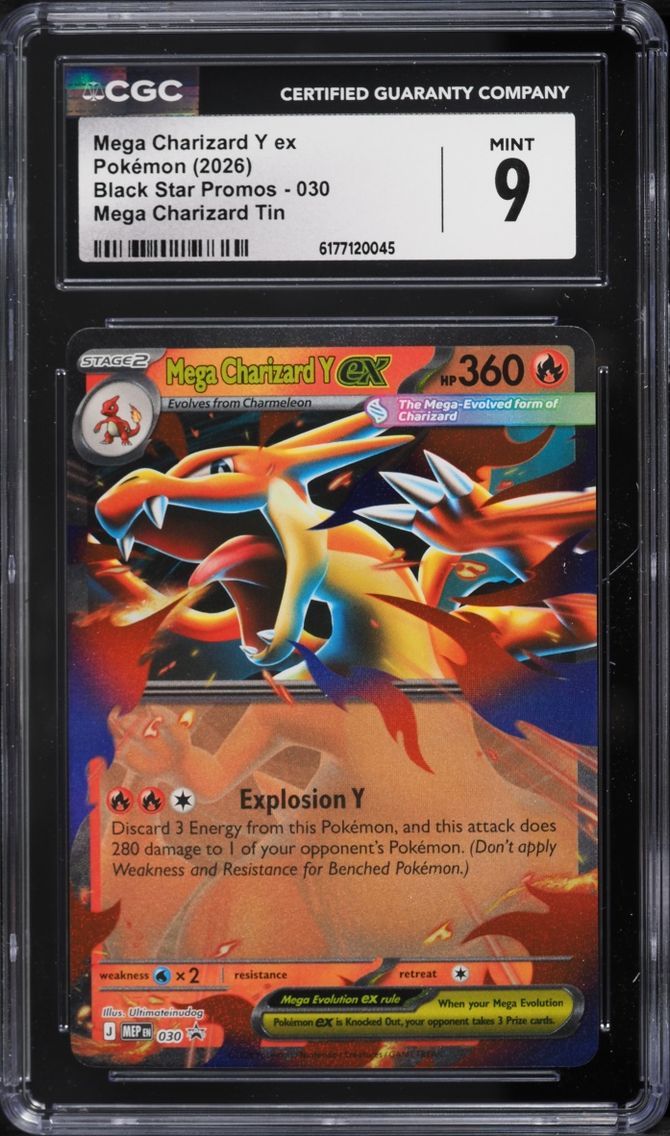 2026 Pokemon Mega Evolution Black Star Promo Tin Mega Charizard Y Ex #30 CGC 9 MINT
