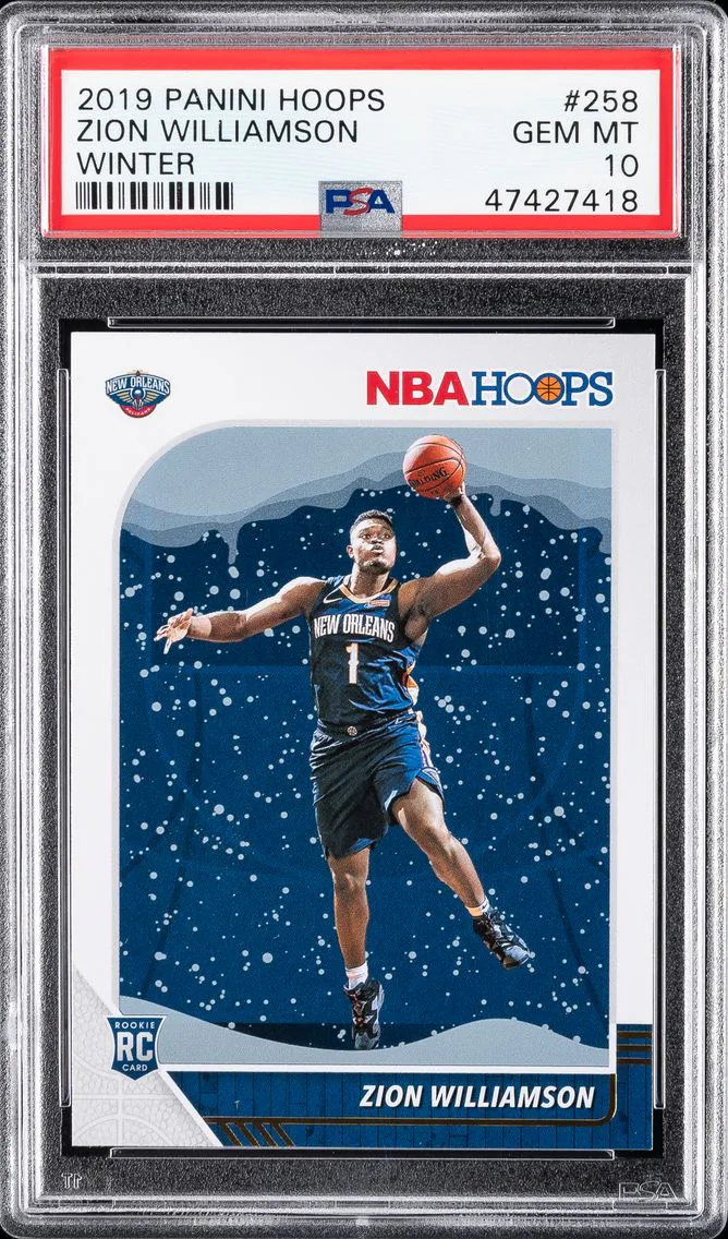 2019 #258 ZION WILLIAMSON PSA 10 PANINI HOOPS | WINTER ROOKIE CARD