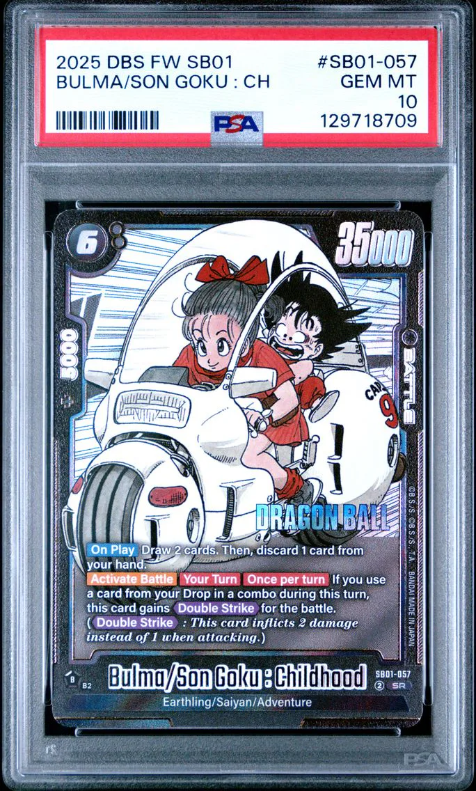 2025 #SB01-057 Bulma/Son Goku : Childhood PSA 10 Dragon Ball Super Card Game Fusion World Manga Booster 01