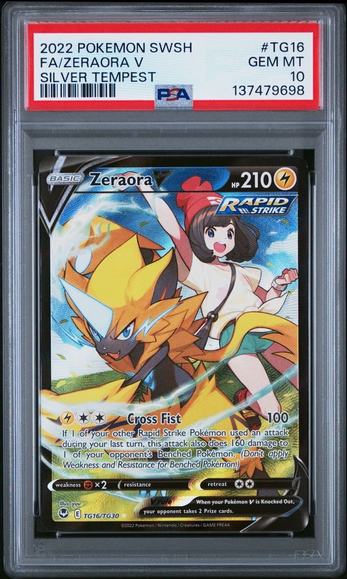 2022 #TG16 Full Art/Zeraora V PSA 10 Sword & Shield Silver Tempest